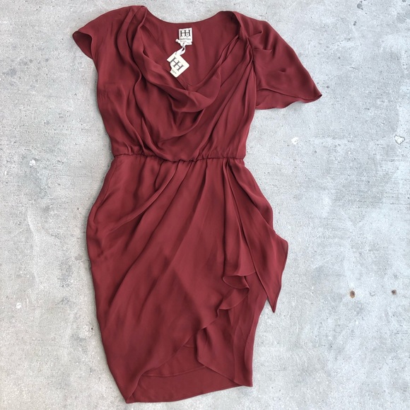 NWT Haute Hippie Silk Asymmetrical Rust Cowl Dress - Picture 3 of 7